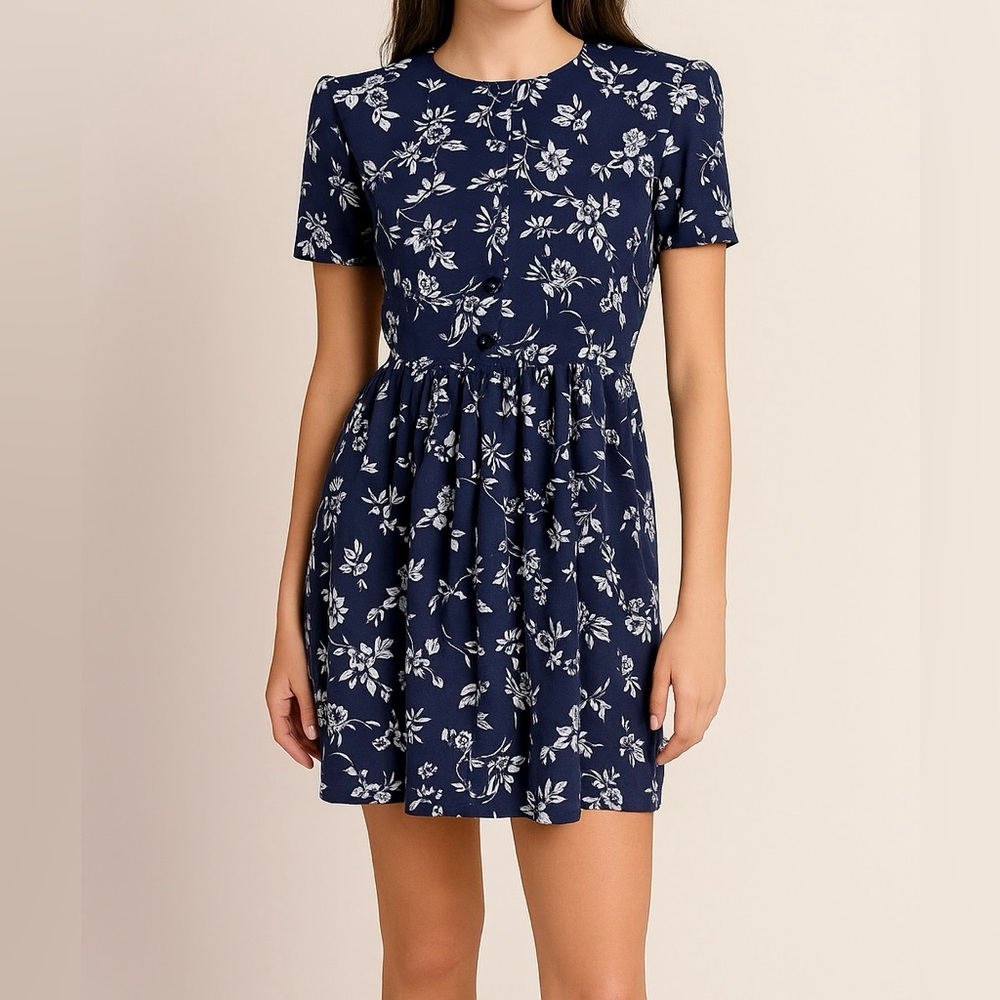 Manor House | Vintage Blue Floral Dress | Size XS